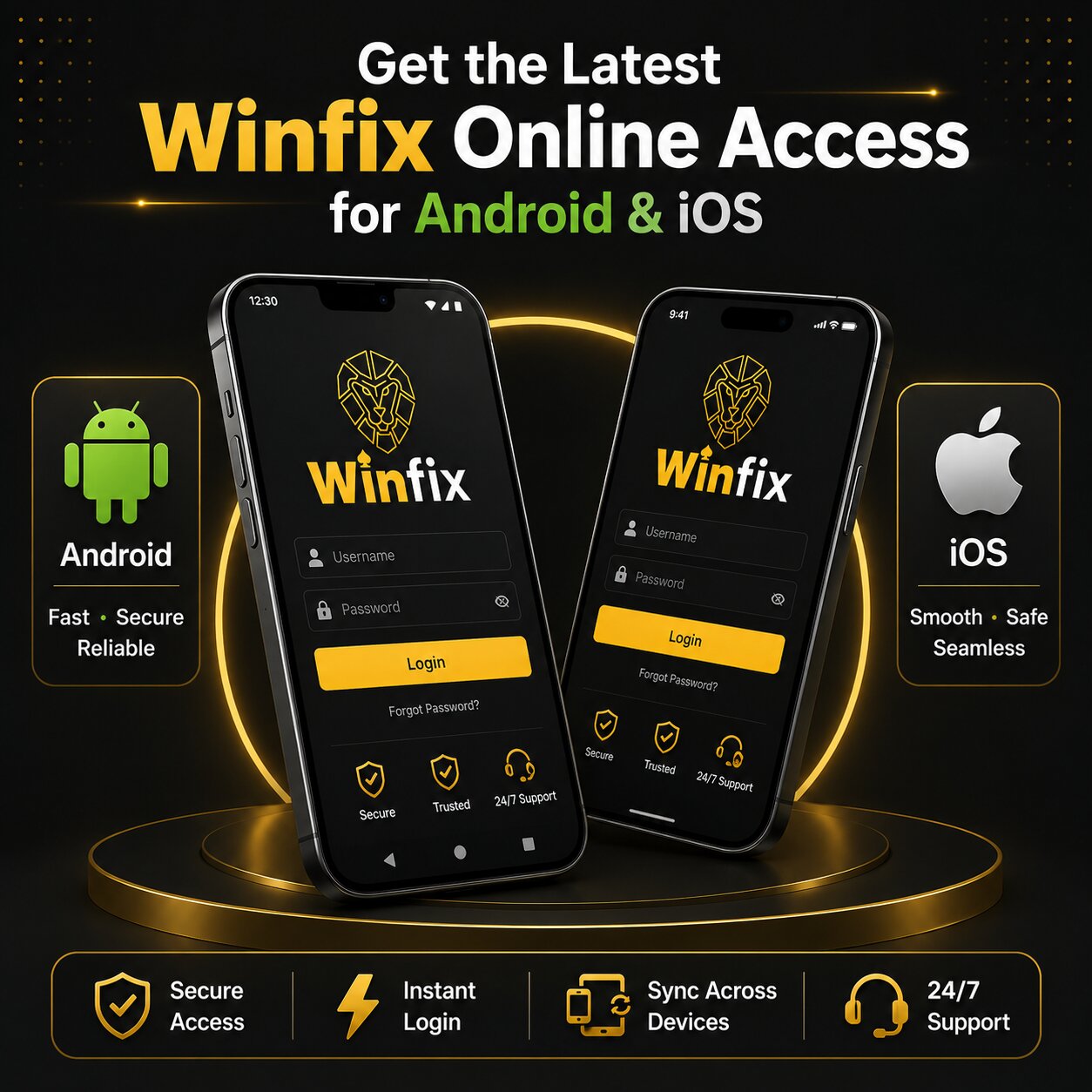 Winfix mobile app for Android and iOS showing live cricket betting