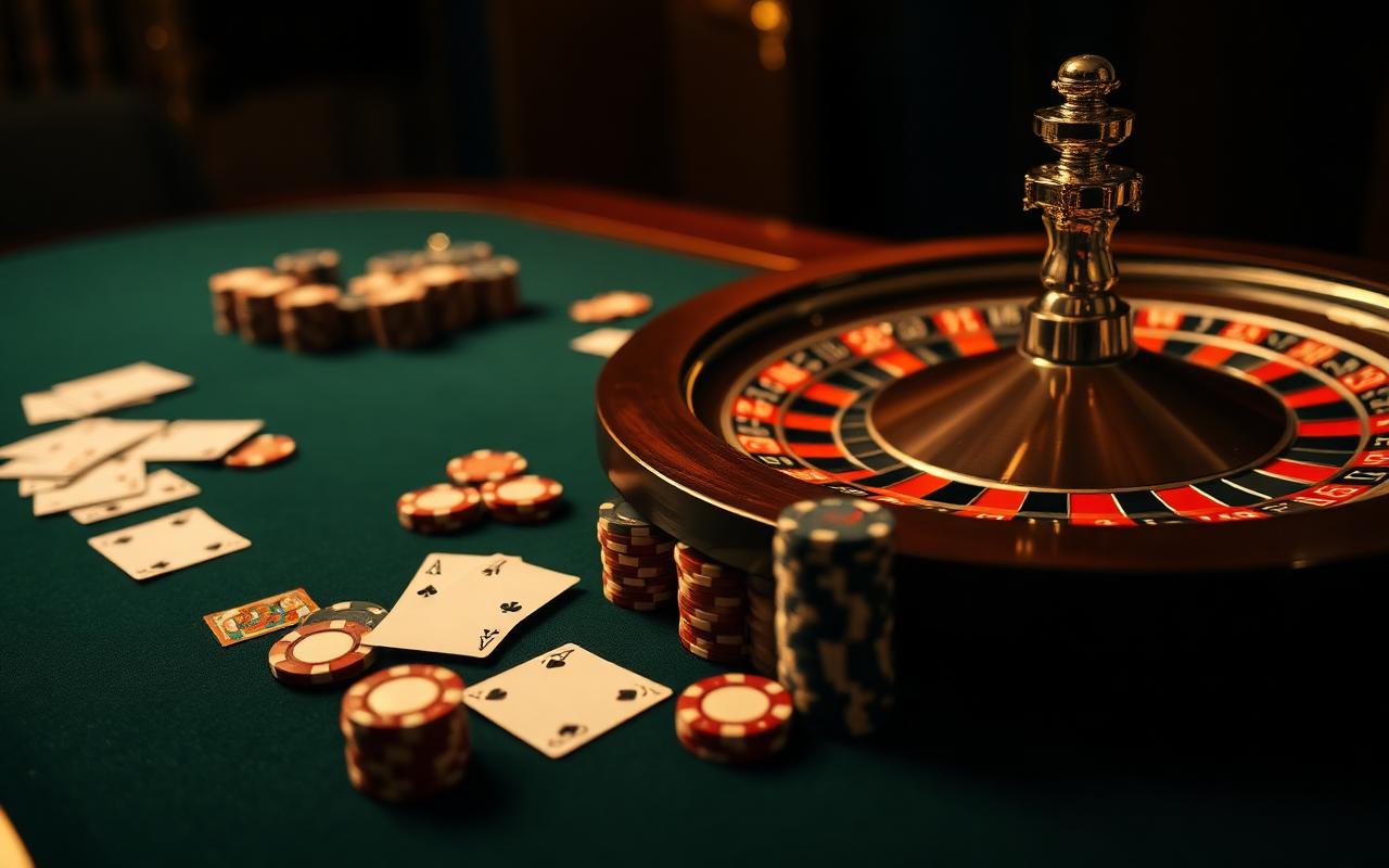 Casino roulette wheel and cards representing WinFix casino games