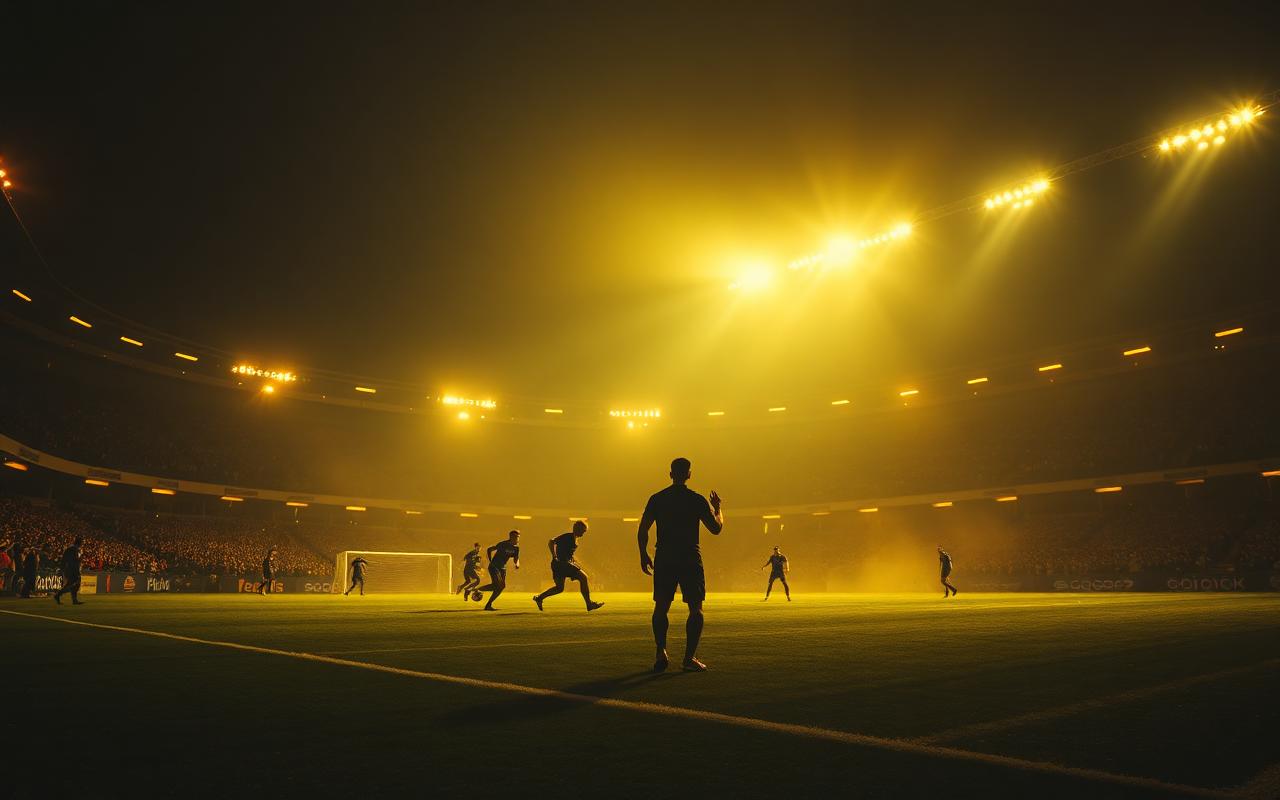 Footballers under stadium lights showcasing Winfix sports betting coverage